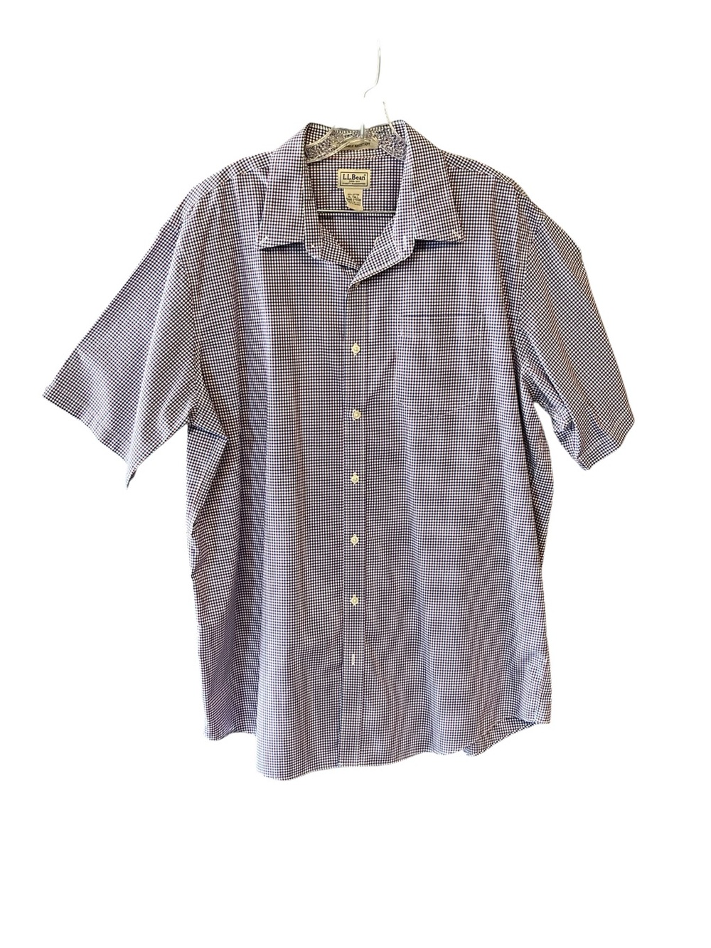 L.L. Bean button down shirt wrinkle resistant gingham men XL tall blue red
